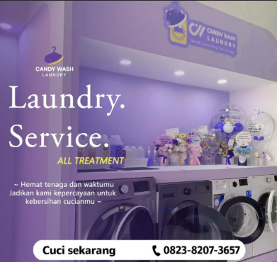 Tampilan outlet Candy Wash Laundry dari poster resmi